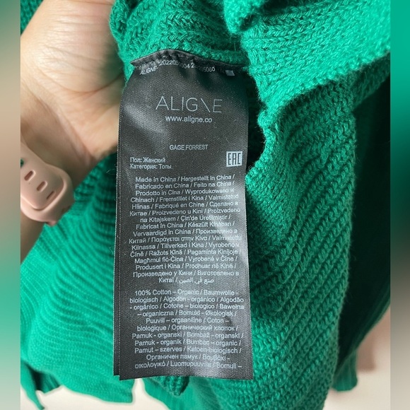Aligne Green Organic Cotton Hooded Oversized Sweater Tunic Women’s Size Large - Picture 3 of 7